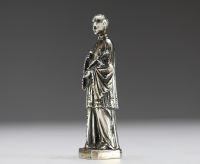 Petite statue religieuse en argent massif, poinçon de maître orfèvre E.V., fin XVIIIème.