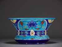 Théodor DECK (1823-1891) Polychrome ceramic bowl with Iznik decoration, signed underneath.
