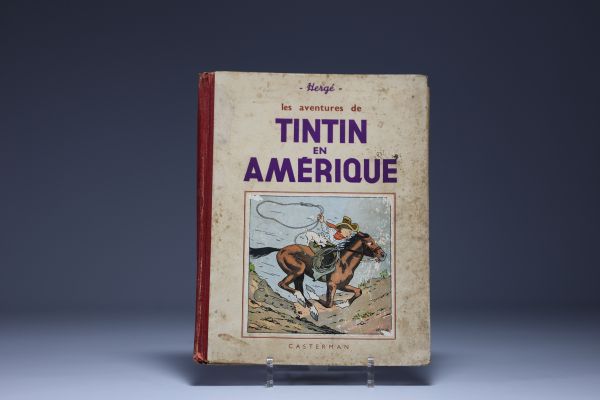 Tintin en Amérique, noir et blanc, A14 bis, Petite image collée, Casterman, 1941 4 hors texte-couleurs 20e mille