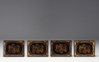 Japon - Rare boite à jeux de quadrille en laque et or à décor de Phénix, époque Edo, XVIIIème.