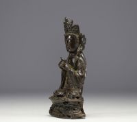 Chine - Guanyin, statuette en bronze d'époque Ming.