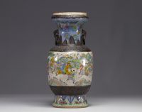 China - Nanking porcelain vase with battle scene decoration, 19th century.