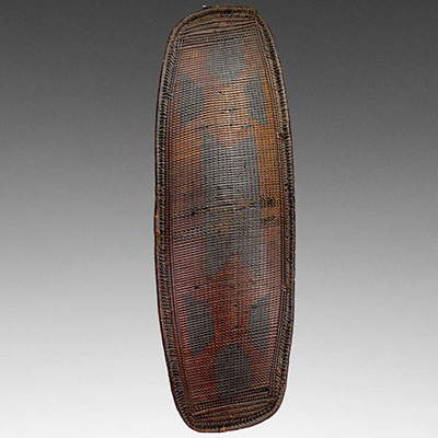 Manza / Ngombe - Basketry shield decorated with geometric designs Republic of Congo. Oubangi River.