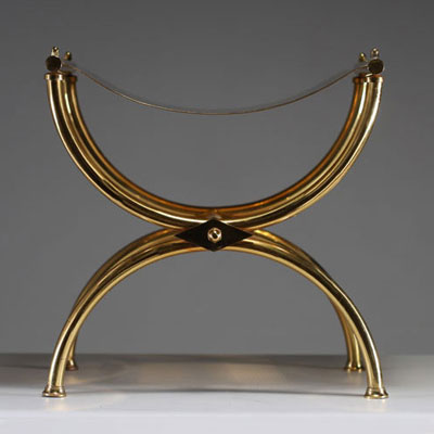 Tabouret de style Empire en bronze doré, vers 1970.