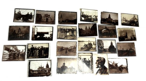 ‘Exceptional lot of 22 very lively photographic plates on glass, circa 1890.