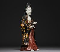 China - Guanying in polychrome porcelain, movable arms.