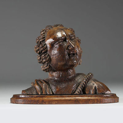 17th century carved wooden bust.