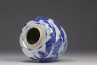 China - white and blue porcelain pot decorated with deer, egret and pine, circle mark.