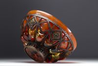 DAUM Nancy et Louis MAJORELLE (1859-1926) - Large Jasper and orange glass bowl.