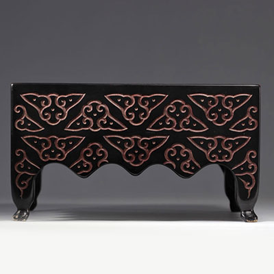 Carved wooden base with geometric decoration from China