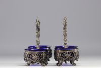 Pair of solid silver saltcellars, hallmarked 813 for Finland. 19th century.