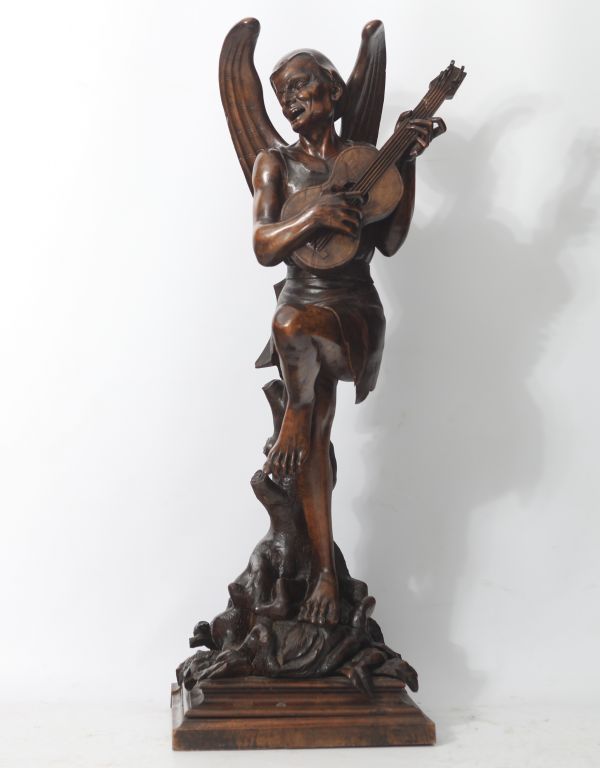 ‘Mephistopheles’ Imposing walnut sculpture, 19th century Italian work.