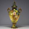 Franz A. MEHLEM (Royal Bonn) - Large covered earthenware vase with floral and gold decoration, artist F. Nage, 19th-20th century.