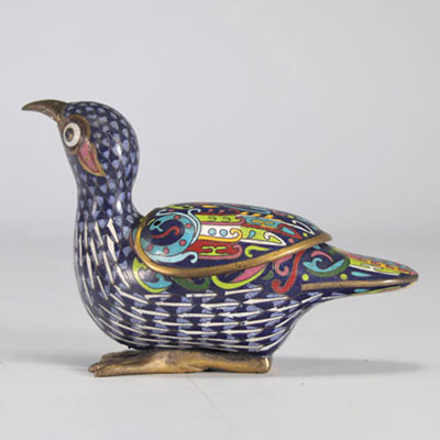 Bird-shaped perfume burner in cloisonné bronze from Qing period (清朝)