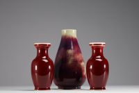 China - Set of a pair of vases and an oxblood vase.