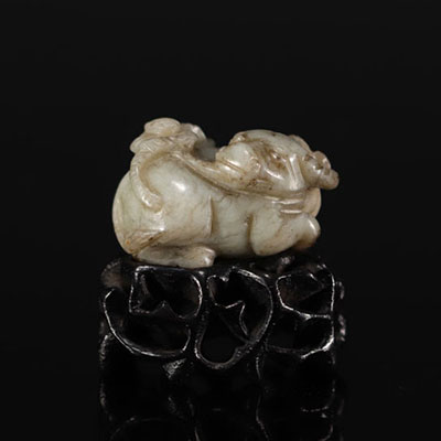 China - Carved jade buffalo, Ming period.