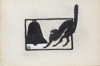 Théophile Alexandre STEINLEN (1859-1923) Quatre dessins à l’encre de chine du chat noir, étude de recherche pour l’enseigne.