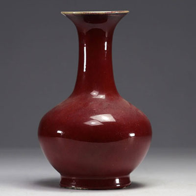 China - Oxblood porcelain baluster vase, Qing period.