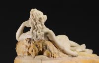 Claude-Michel CLODION (after) Rare white marble clock depicting a nude young woman, 19th century