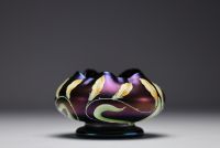 Ferdinand Von POSCHINGER (1867-1921) Polylobed iridescent and enamelled glass bowl with 