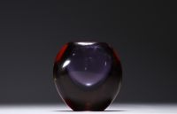 Flavio POLI (1900-1984) Vase in violet-red and brown-tinted glass, Italian work by Seguso Vetri in Murano circa 1955/60.