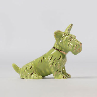 VILLEROY & BOCH Septfontaines, green seated dog in earthenware