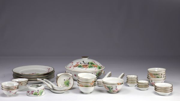 China - Chinese porcelain cup and plate set, mid 20th century.