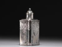 Silver tea caddy, French hallmark of imported work.