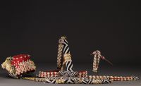 Kuba beaded headdress and attributes - Rep.Dem.Congo