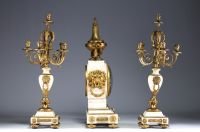 Imposing ormolu and marble mantel set 