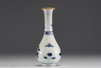 China - White-blue porcelain vase with flower design, Kangxi.