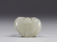 China - bat, carved white jade knob, Qing period.