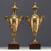 A pair of gilt bronze Directoire period covered vases.