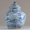 China - Blue-white porcelain covered pot, Ming, 17th-18th century