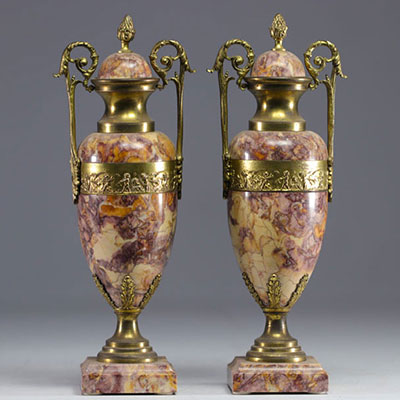 Pair of marble and gilt bronze 