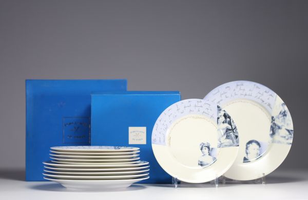 ‘Les Romantiques et leurs Egéries’ Porcelaine de Paris, Collection Saint Bris - Set of 12 plates in a box.