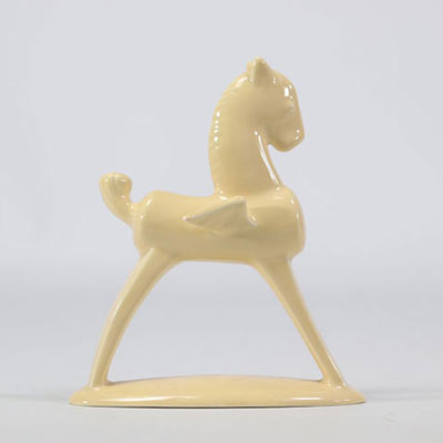 VILLEROY & BOCH Septfontaines sculpture en forme de cheval ailé (pégase) couleur crème en faïence