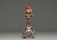 Overlay crystal decanter and stopper decorated with flowers, Napoleon III period