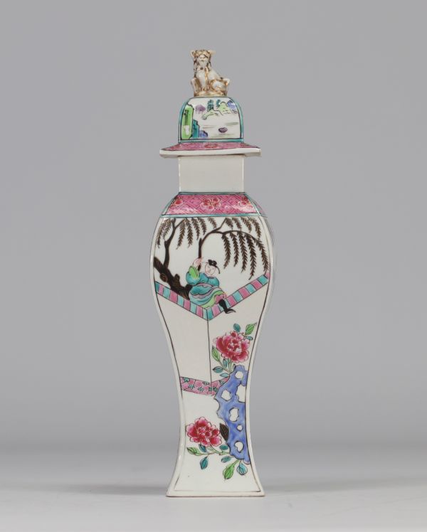 China - porcelain covered vase, famille rose.