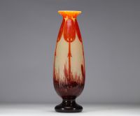 Le Verre Français grand vase dégagé à l'acide à déco de coprins