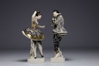 Gustav OPPEL (1891-1978) for Schwarzburger Werkstätten ‘Couple of dancers’ in porcelain representing Nijinsky Vaclav, circa 1915/16.