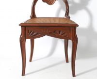 Émile GALLÉ (1846 - 1904) ‘Ombelles’ model Exceptional pair of solid walnut chairs, circa 1903-1904