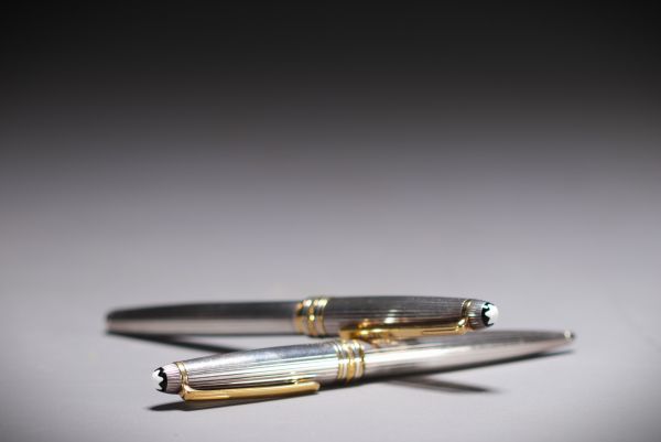 MONTBLANC - MEISTERSTÜCK MOZART pen and nib holder set in sterling silver 925, 18K gold nib.