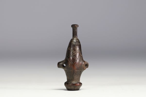 Africa DRC - Chokwe whistle in carved wood, 19th-20th century.