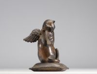 Pierre CHENET (XX-XXIth century) Bronze winged cat