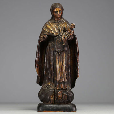 Virgin and Child in polychrome carved wood, glass eyes, Southern work, 17th century