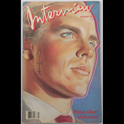 ANDY WARHOL - ANDY WARHOL INTERVIEW MAGAZINE PRINCE ALBERT OF MONACO JANUARY 1986