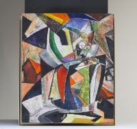 Louis M KOUSOU (XX) ‘Cubist Abstraction’ Oil on board, signed.