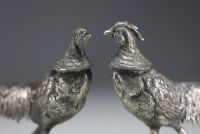 Pair of solid silver pheasants, circa 1930-40.