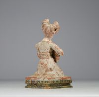 China - ‘Lute player’ Polychrome terracotta, Tang dynasty (?)